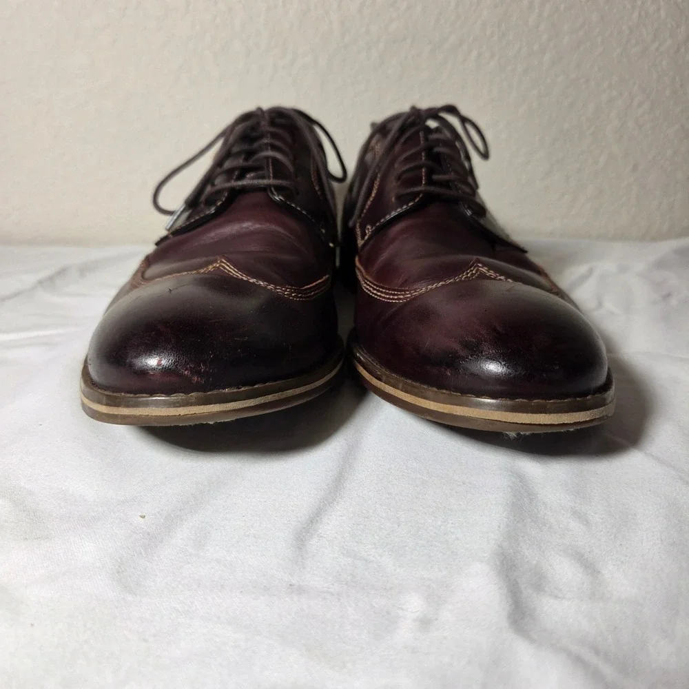 Johnston & Murphy Mens 11M Burgundy Leather Wingtip Oxford Dress Shoes 59-2218